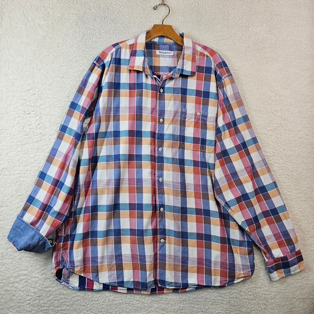 Tommy Bahama Plaid Button-Down Shirt in Blue, Red, Tan